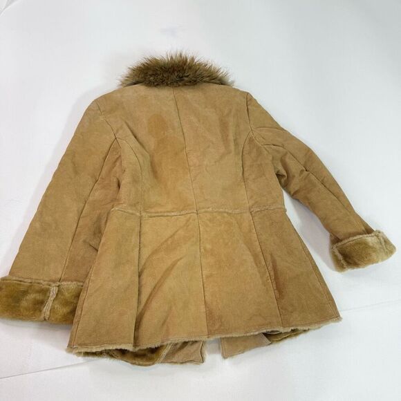 St. John's Bay Coat Womens Medium Tan Long Sleeve Genuine Leather Penny Lane - Picture 6 of 10